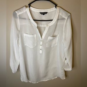EXPRESS 3/4 sleeve button top, white, lightweight, loose fit, EUC, size S